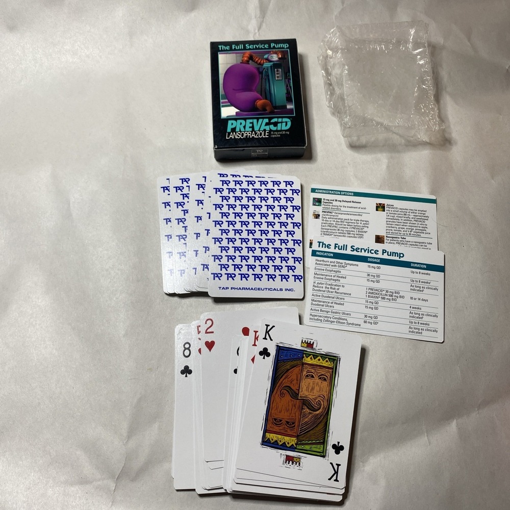 Prevacid Tap Pharmaceutical Playing Cards RARE Open Box Lansoprazole Collectible